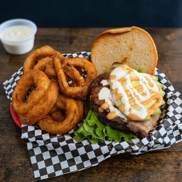 A hearty meal from The Crabby Oyster, freshly prepared with coastal-inspired flavors.