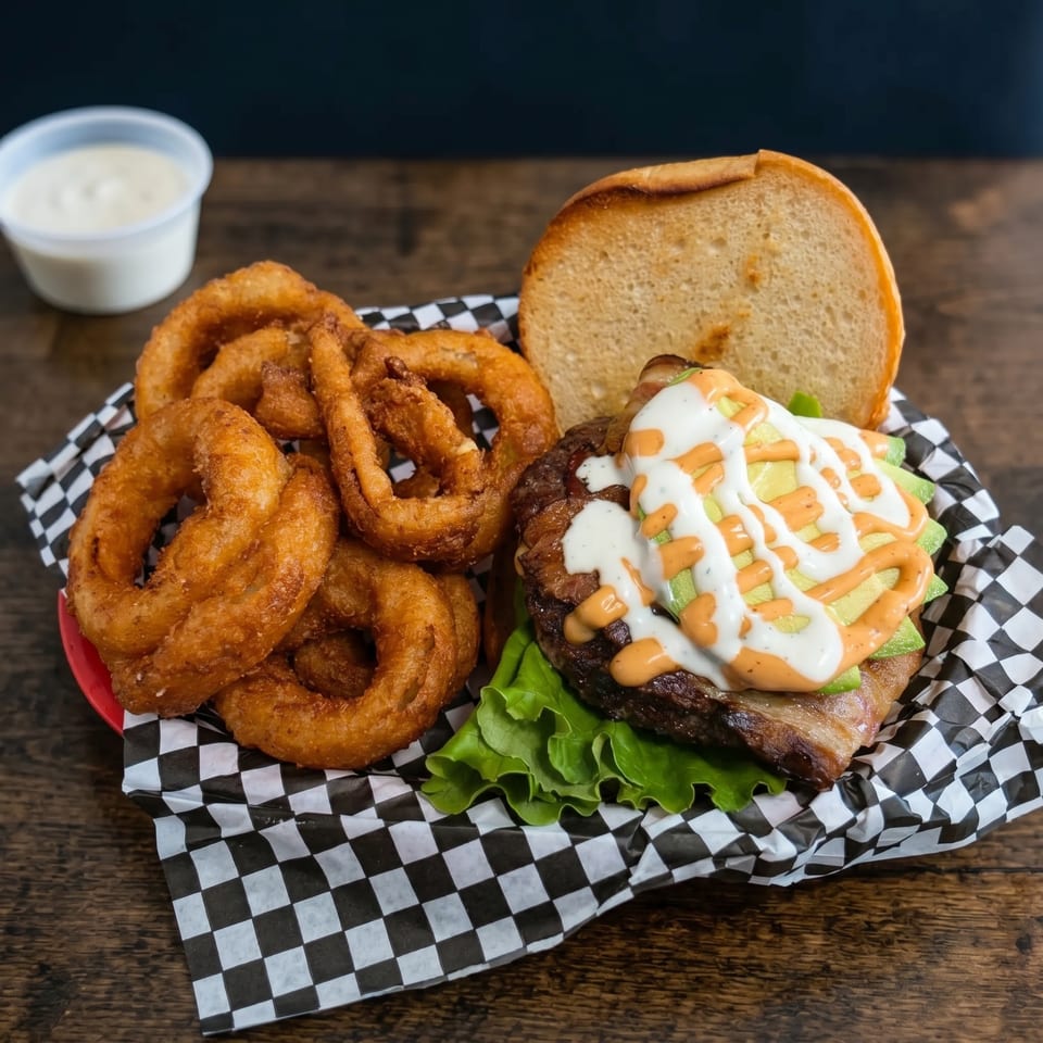A hearty meal from The Crabby Oyster, freshly prepared with coastal-inspired flavors.
