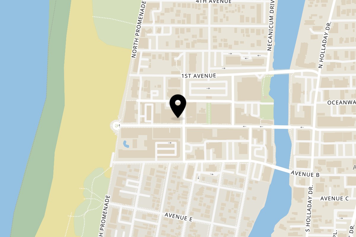 Map showing the location of The Crabby Oyster on 150 Broadway St in Seaside